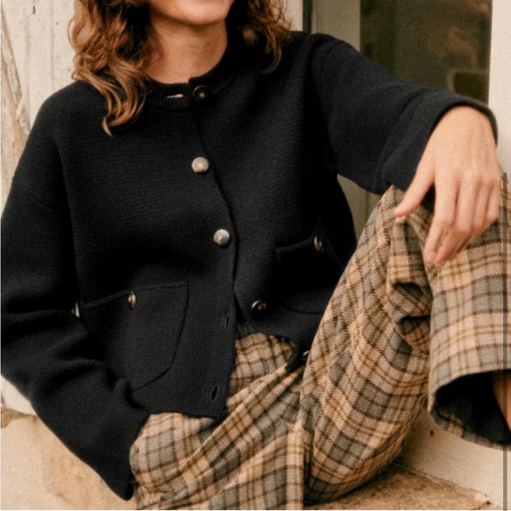 Sezane Valerio Jacket Merino Wool Black Size Medium NWOT